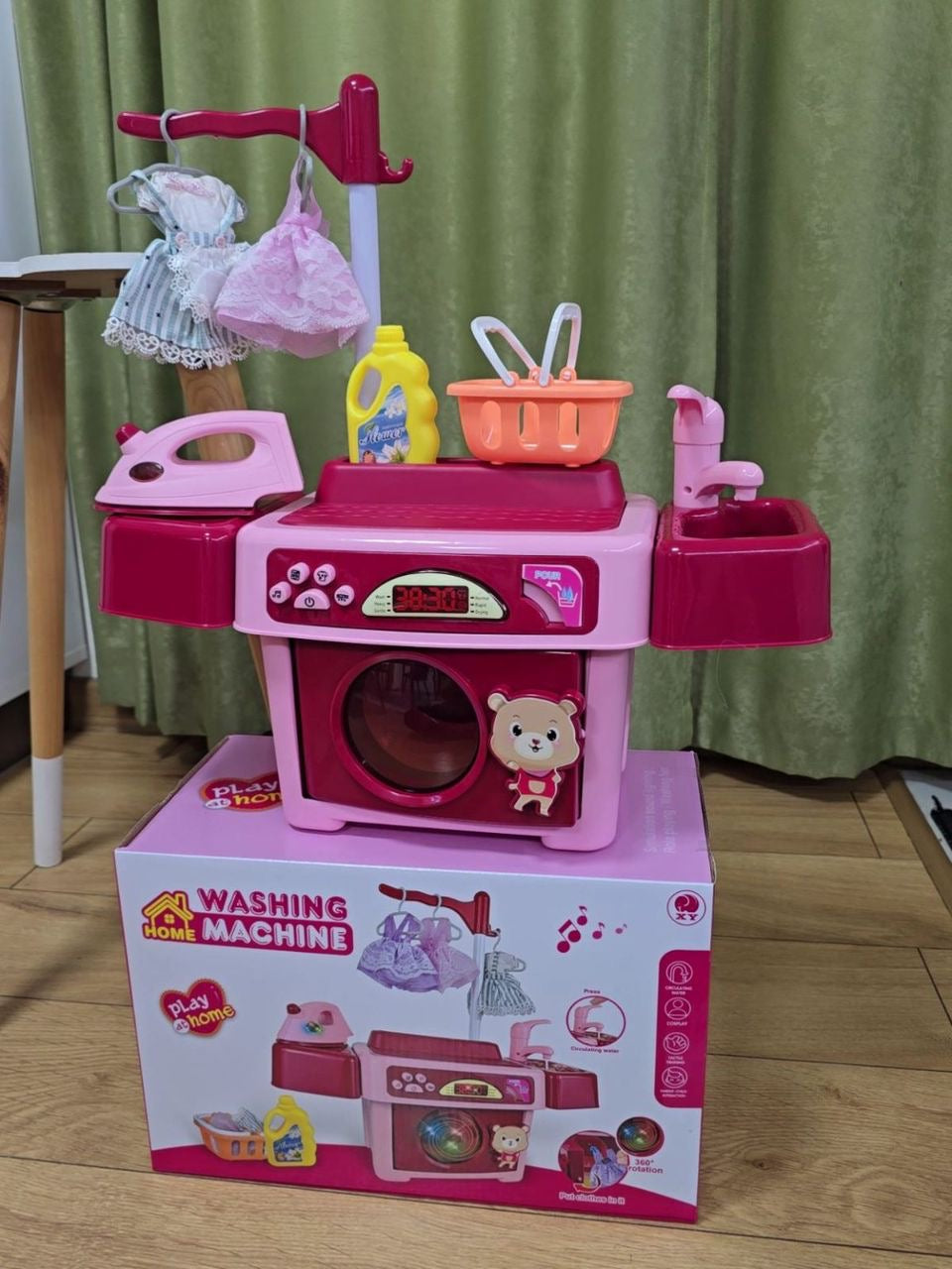 Machine à Laver Jouet pour Enfants – Jeu Imitation Maison – Effets Sonores & Lumineux – Accessoires Inclus – Circulation d’Eau Réelle – Play at Home