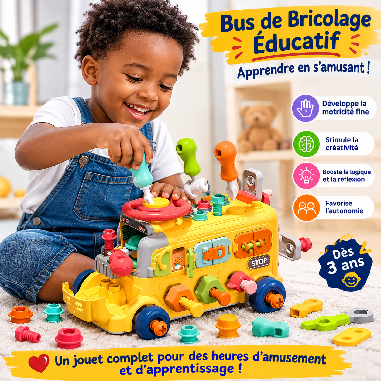 Le Bus de Bricolage Éducatif qui transforme chaque moment de jeu en apprentissage !