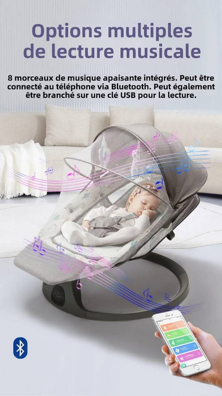 đ Transat BĂ©bĂ© MASTELA 3 en 1 avec Vibration, Musique et Balancement â Confort et SĂ©curitĂ© dĂšs la Naissance
