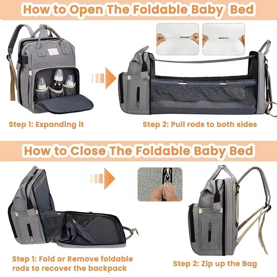 Sac A langer transformable en lit , sac à dos multifonction pour maman et bébé (Copie)