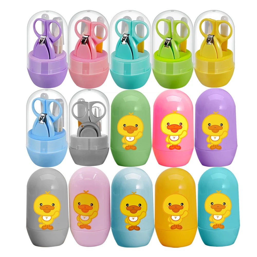 Kit de soins pour bébé 4 pièces, ensemble de soins des ongles pour bébé, coupe-doigts, ciseaux, coupe-ongles, boîte de rangement pour voyage