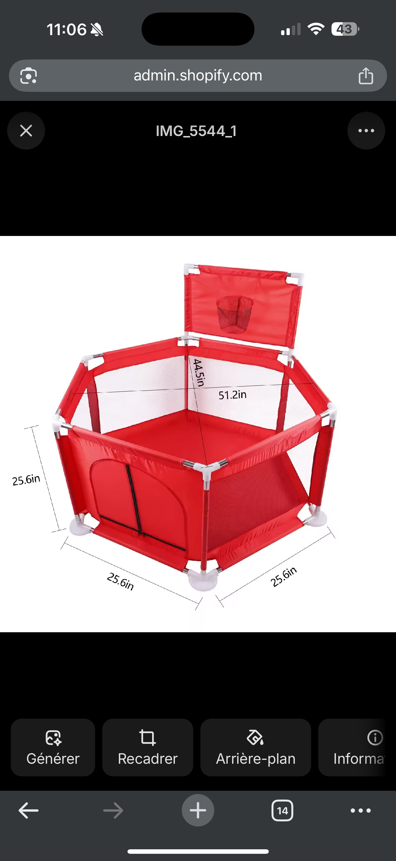 Parc de jeux pliable avec panier 130cmx 110cmx 65 cm , 10 balles offertes