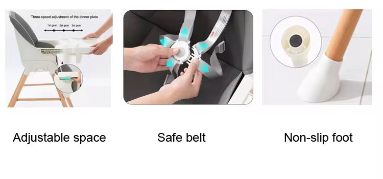 Chaise haute scandinave en bois , plusieurs coloris dispo