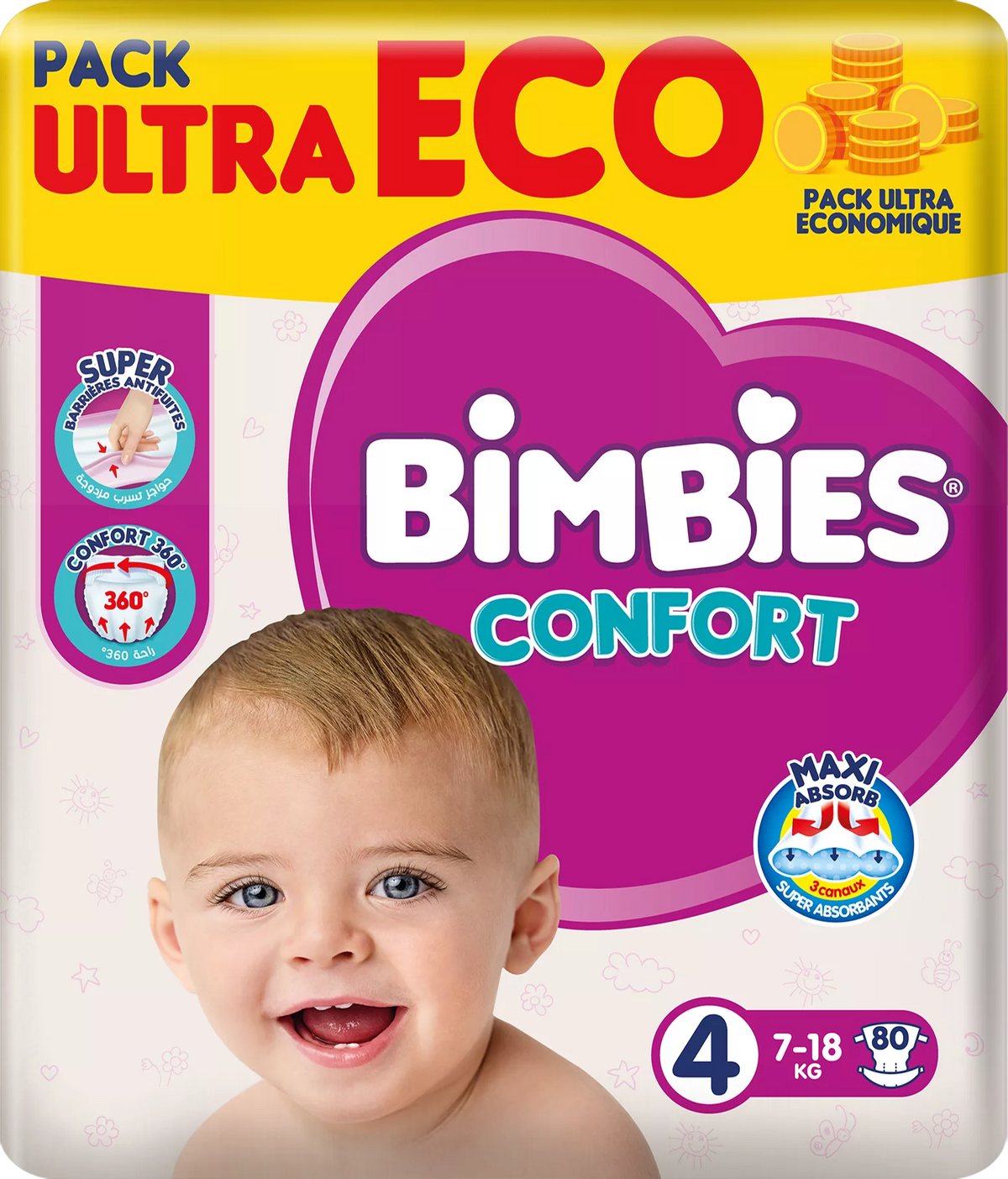 🍼✨Bimbies Confort Jumbo Pack – Taille 3 (80 Pièces) ✨🍼