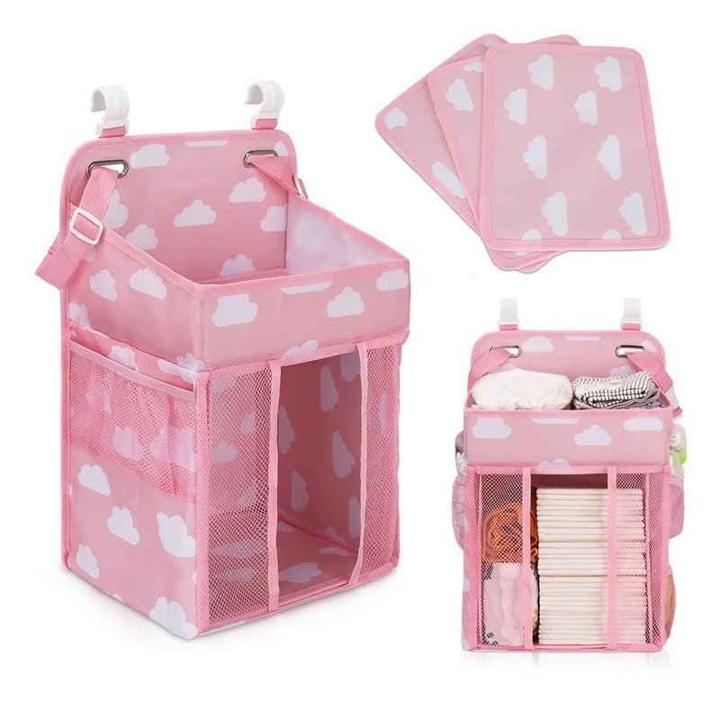 Organiseur de couches pour berceau 25cm, Organiseur de chambre d'enfant et panier à couches pour bébé,rose , bleu OU gris
