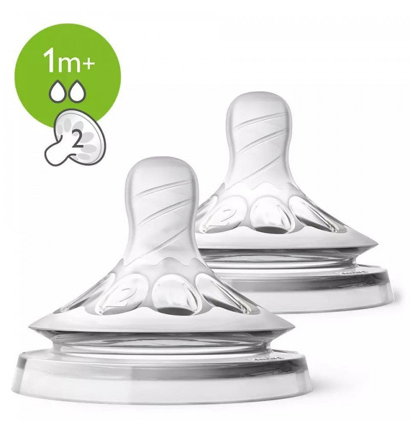 Tétines Philips Avent Natural – Débit Lent (1m+) – Lot de 2*