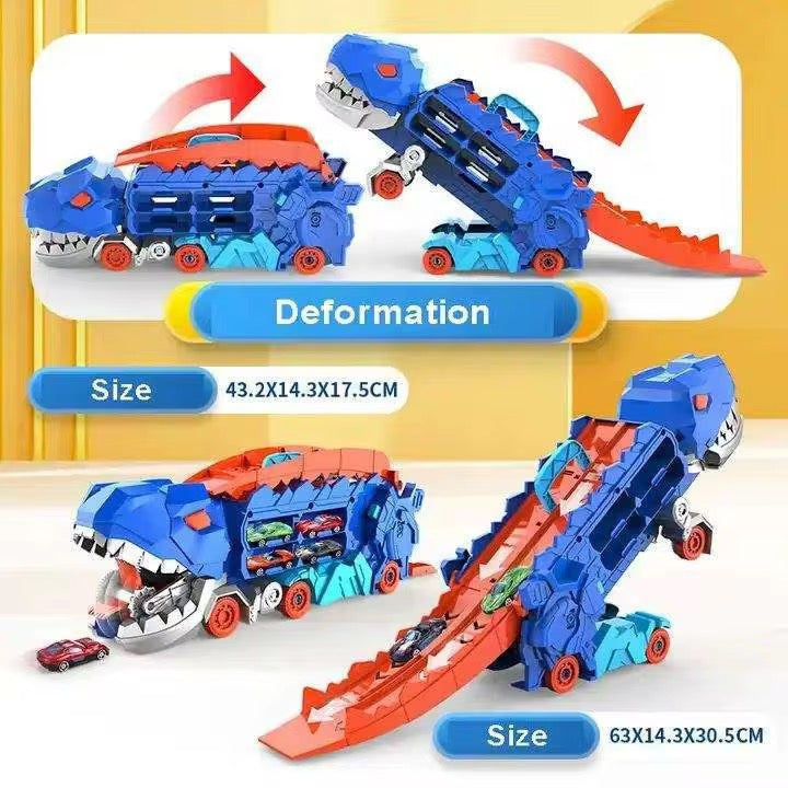 Camion Dinosaure avec Piste de Course Double – Coffret 4Voitures Inclus