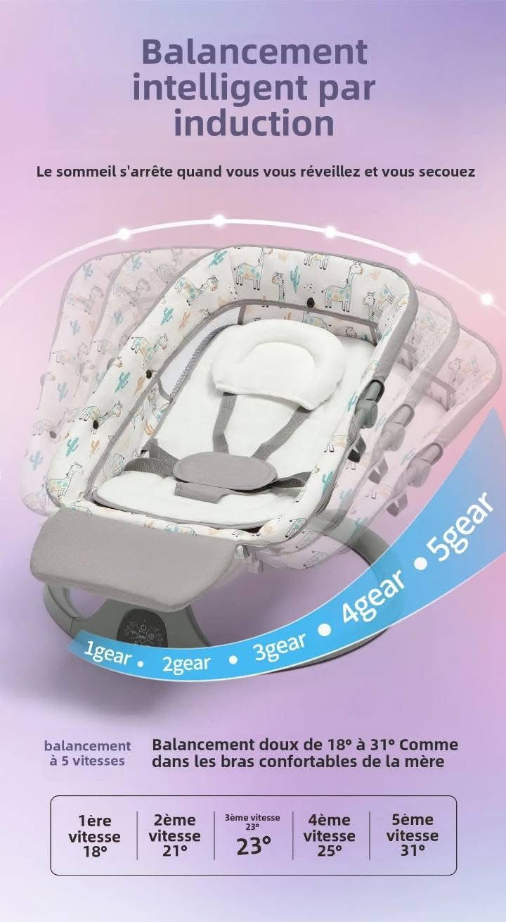 🌙 Transat Bébé  MASTELA 3 en 1 avec Vibration, Musique et Balancement – Confort et Sécurité dès la Naissance