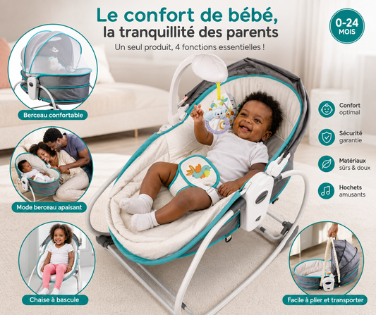 Transat Bébé 5 en-1 avec Berceau et Arche d’Éveil