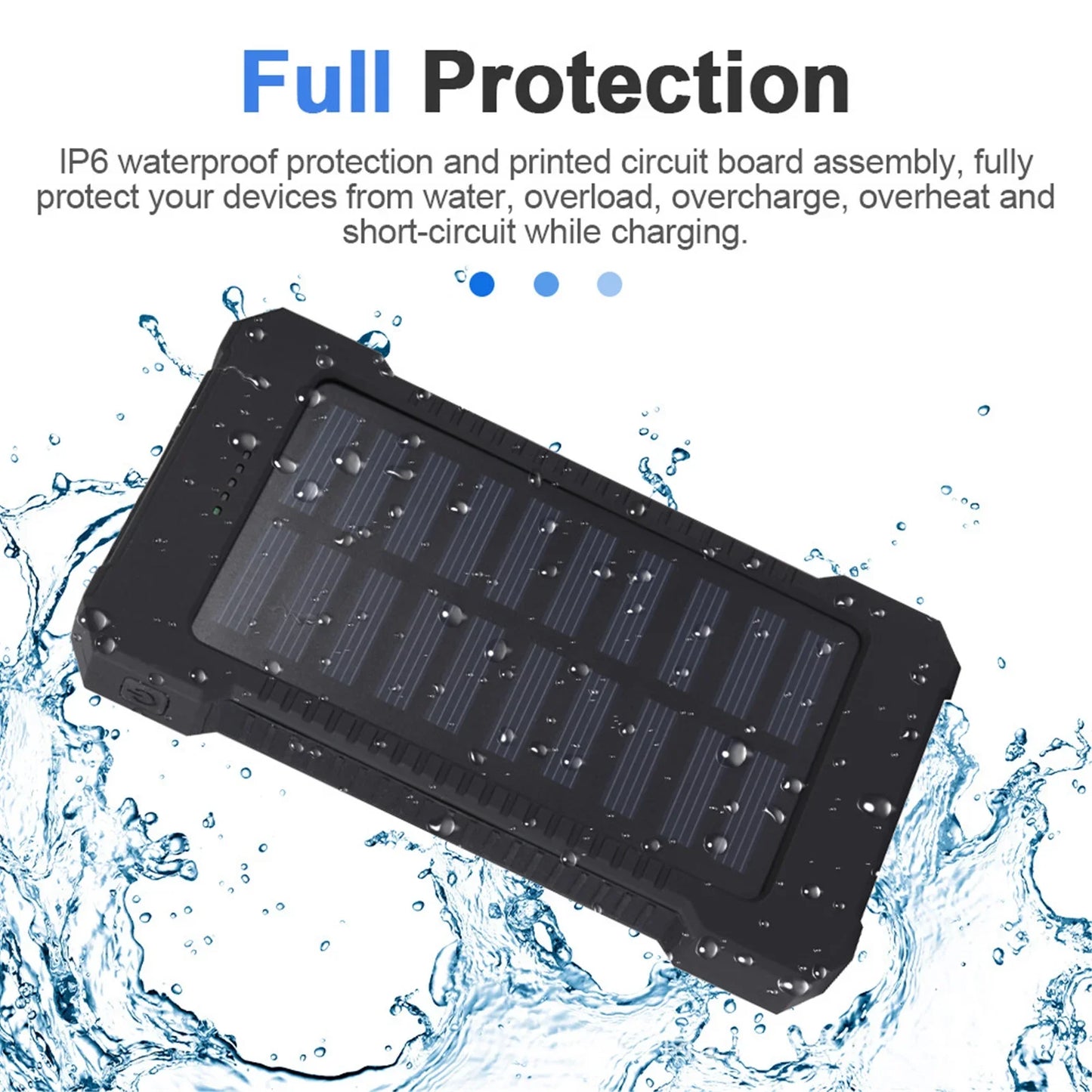 Chargeur solaire - Power Bank avec lampe torche LED intégrée pour tous les téléphones portables et appareils électroniques