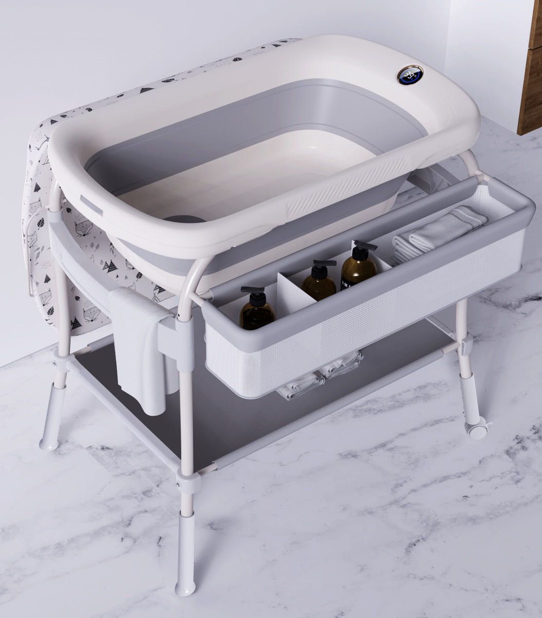 Baignoire Pliable sur pied pour Bébé - table langer 2 en 1