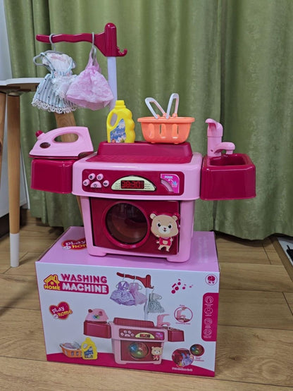 Machine à Laver Jouet pour Enfants – Jeu Imitation Maison – Effets Sonores & Lumineux – Accessoires Inclus – Circulation d’Eau Réelle – Play at Home