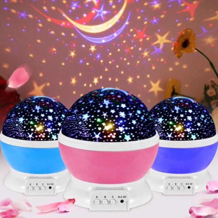 Veilleuse Étoilée Rotative 360° – Projecteur Ciel Étoilé LED – Lampe de Nuit Enfant avec Effets Lumineux Multicolores