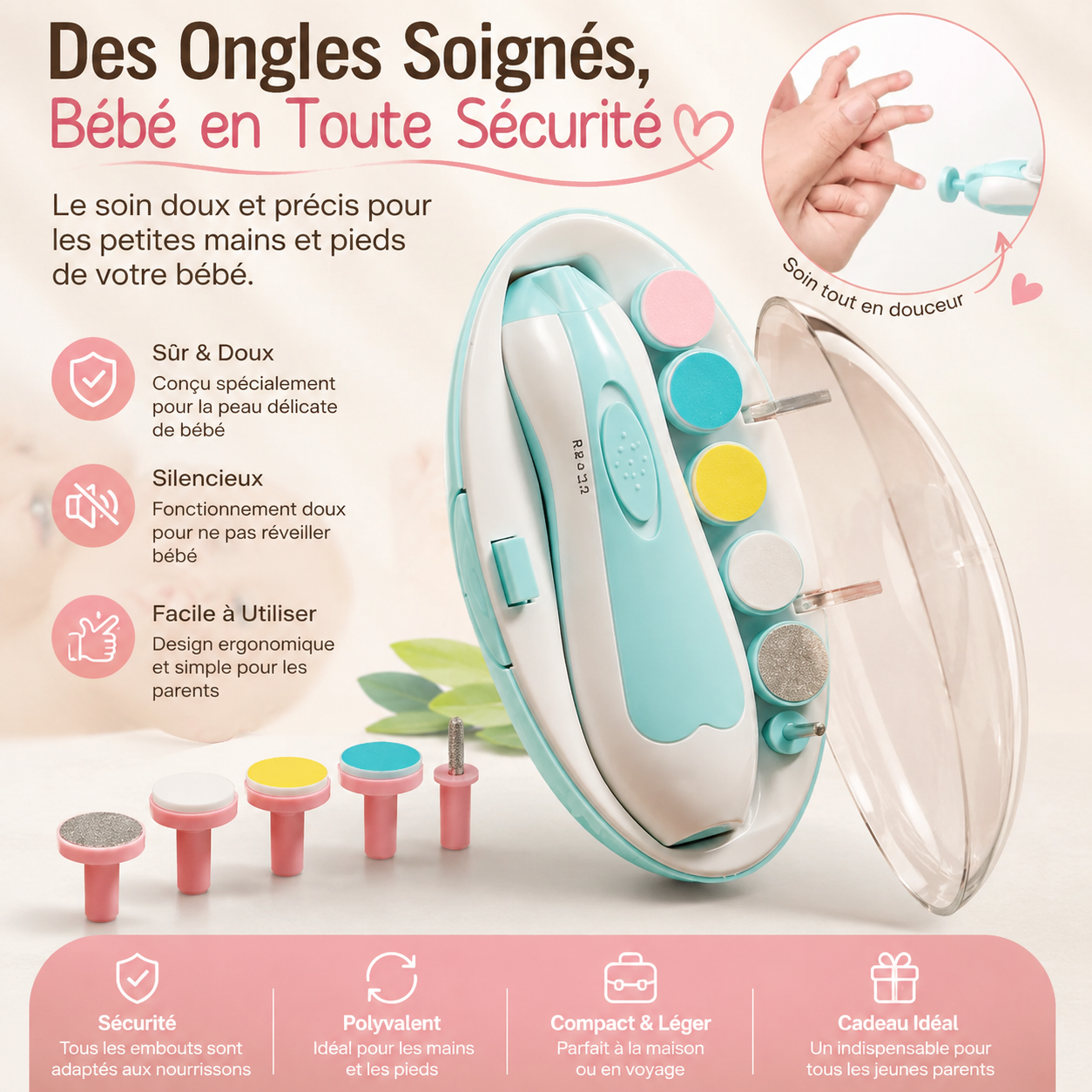 Lime à Ongles Électrique pour Bébé – Douceur, Sécurité et Sérénité au Quotidien