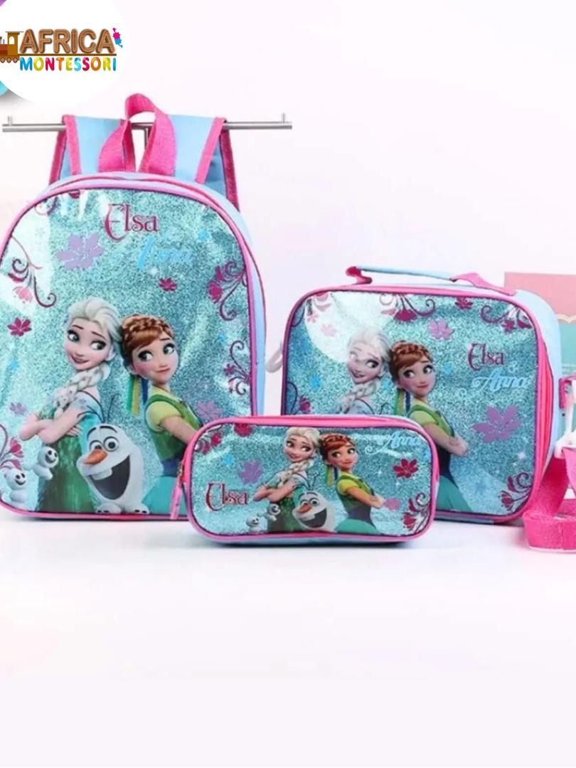 *Set Scolaire 3 Pièces Reine des Neiges – Sac à Dos, Sac Repas & Trousse*