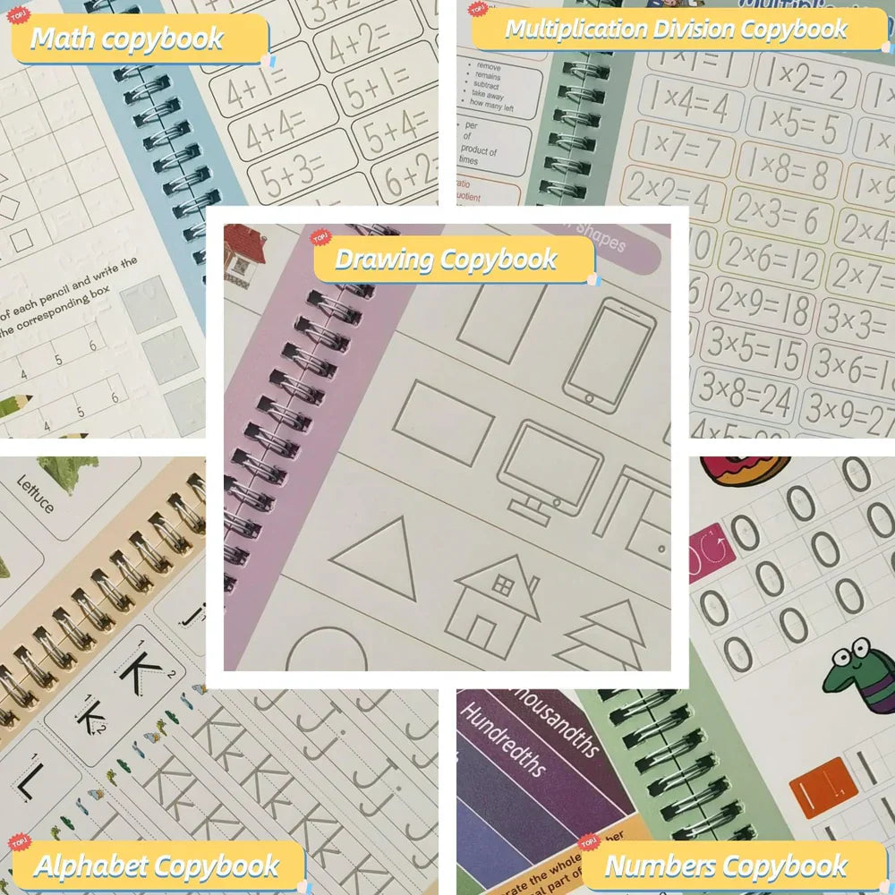 4 CAHIERS MAGIQUES + 10RECHARGES ET AIDE ECRITURE