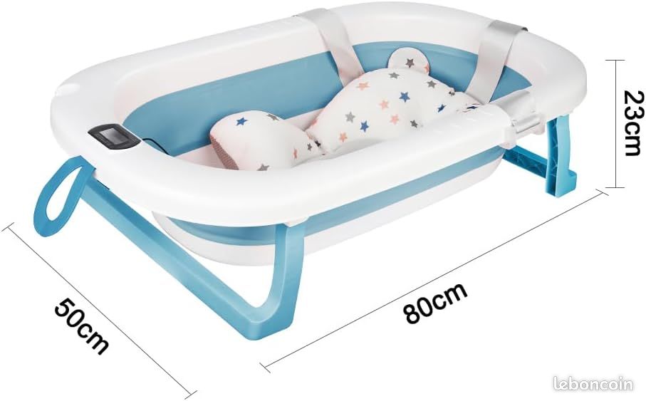 Baignoire agréable avec coussin de bain et thermomètre