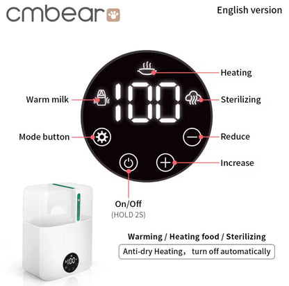 Chauffe-biberon & Stérilisateur 3-en-1 cmBear – Écran LED, Sans BPA