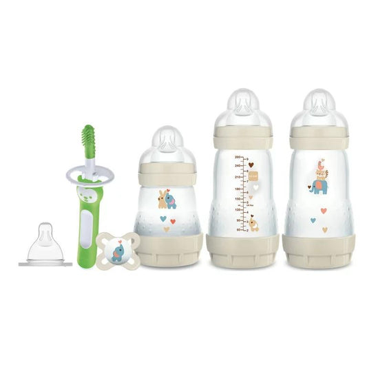 MAM Kit Naissance Easy Start Anti-Colic – 3 Biberons + Sucette + Tétine + Brosse à Dents Bébé – Réduction des Coliques – Sans BPA