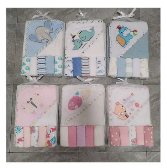 Ensemble Sortie de Bain Bébé + 5 lavette