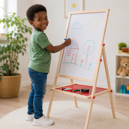 Tableau Double Face pour Enfants – Ardoise Tableau Blanc avec Accessoires (Copie)