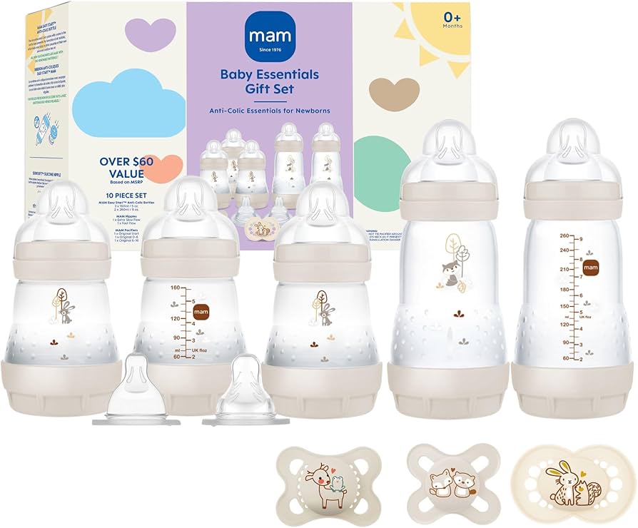 MAM Baby Essentials Gift Set – Coffret Nouveau-Né Anti-Colique – 10 Pièces – Dès la Naissance (0+ mois)