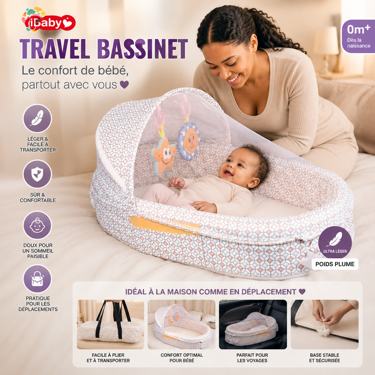 Travel Bassinet – Le Nid Douillet de Bébé, Où Que Vous Alliez (Copie)