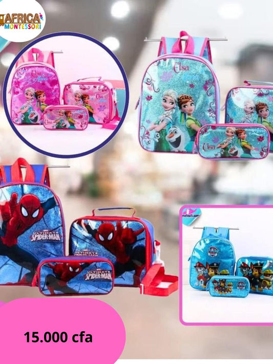 *Set Scolaire 3 Pièces Reine des Neiges – Sac à Dos, Sac Repas & Trousse*