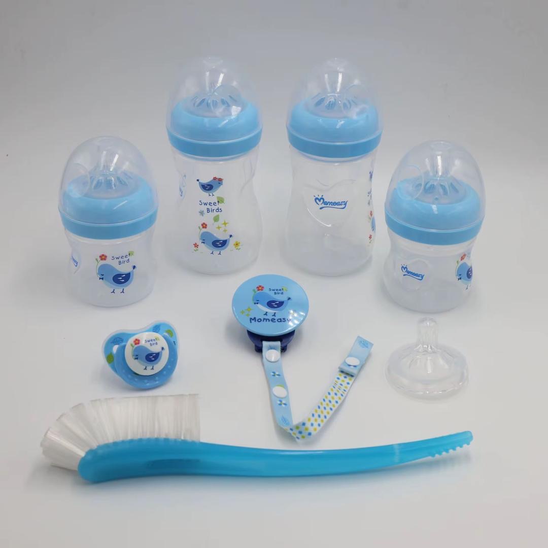 Momeasy – Coffret Naissance Bébé – Set de Biberons, Sucette, Brosse, Attache-Tétine – Sans BPA