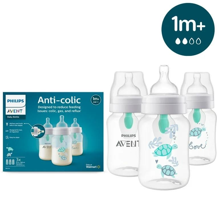 Lot de 3 Biberons Philips Avent Anti-Colique 260 ml – Valve AirFree – Réduction des Coliques, Gaz et Reflux – Dès 1 Mois