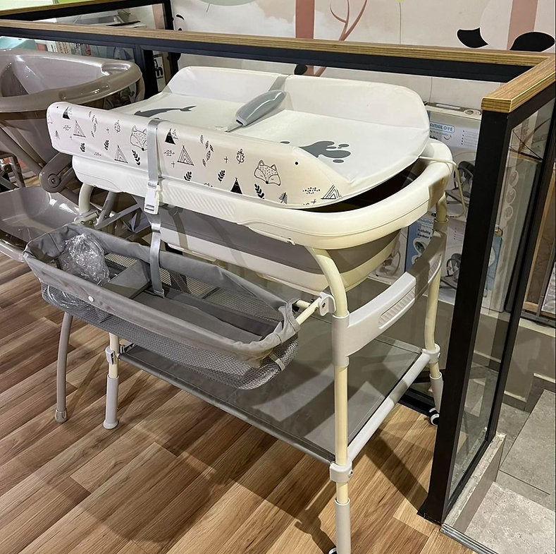 Baignoire Pliable sur pied pour Bébé - table langer 2 en 1