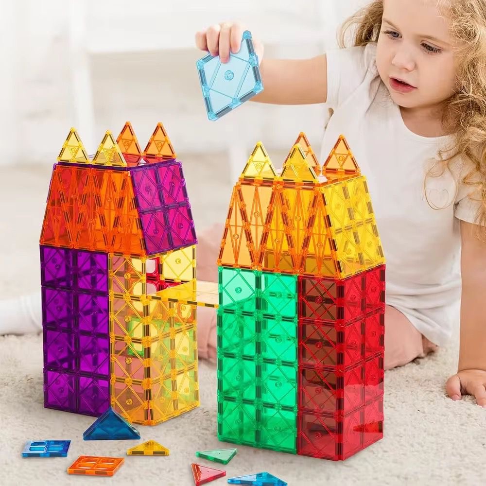 100 Blocs Magnétiques de Construction avec voiture roues – Jeu Éducatif Créatif pour  100pcs*