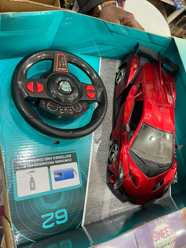 Voiture Télécommandée Sportive 1:12 – Modèle Rechargeable avec Volant de Contrôle