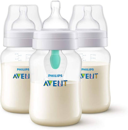 Lot de 3 Biberons Philips Avent Anti-Colique 260 ml – Valve AirFree – Réduction des Coliques, Gaz et Reflux – Dès 1 Mois