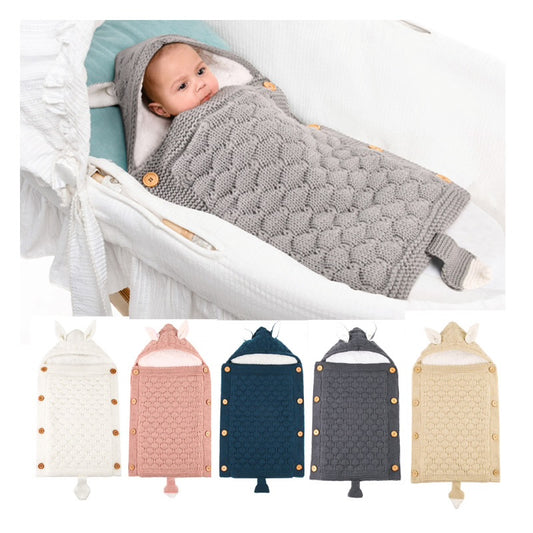 Gigoteuse Bébé Tricotée avec Capuche – Motif Animal – Douce & Chaleureuse