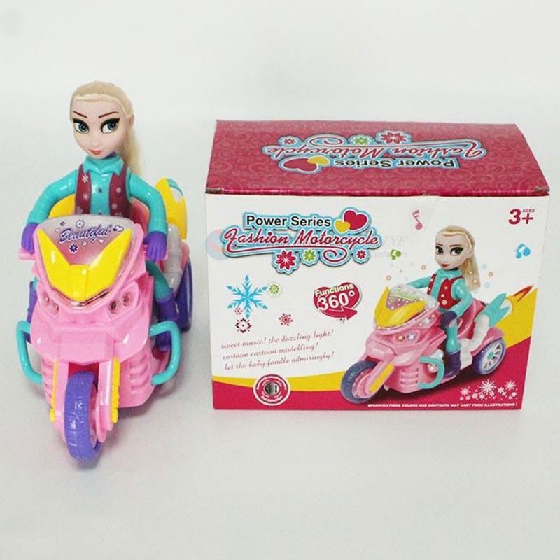 Moto Fashion Rose pour Poupée "Power Series" – Véhicule Lumineux et Musical 360°