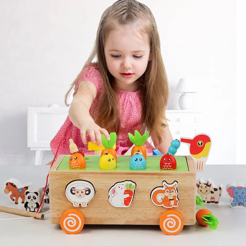 jouets éducatifs blocs de construction en bois us de traction en bois classique Apprentissage Numéro Forme Puzzle de 1 à 4 ans