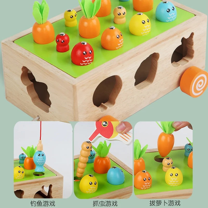 jouets éducatifs blocs de construction en bois us de traction en bois classique Apprentissage Numéro Forme Puzzle de 1 à 4 ans