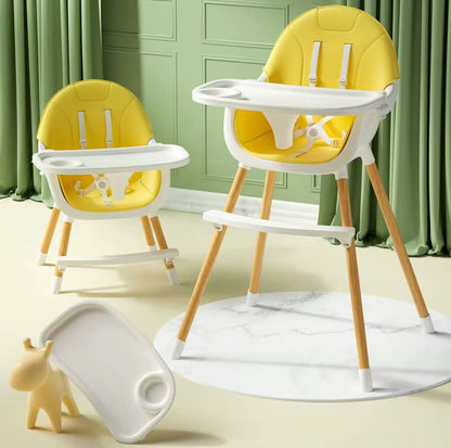 Chaise haute design scandinave évolutive 2 positions pied métal couleur bois solide