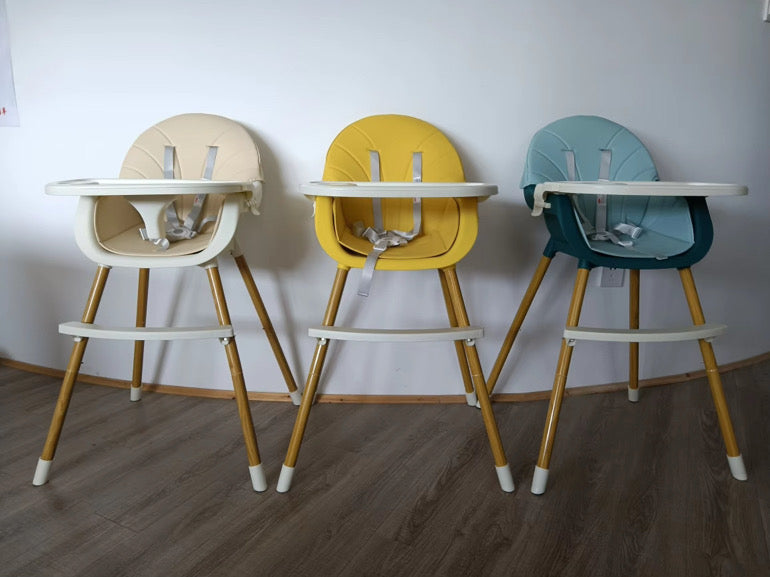 Chaise haute design scandinave évolutive 2 positions pied métal couleur bois solide