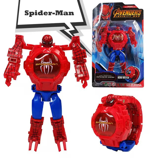 montre transformer Spiderman ou Batman une montre qui devient un robot héroïque