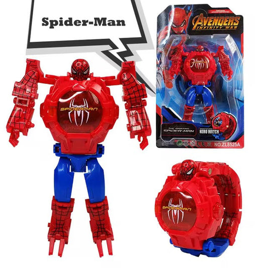 montre transformer Spiderman ou Batman une montre qui devient un robot héroïque