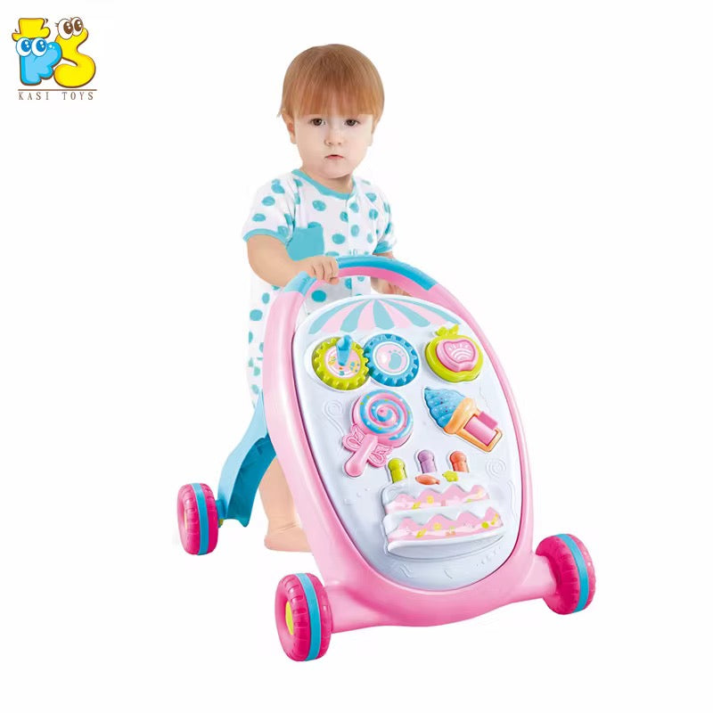 Trotteur chariot de marche éducatif rose ou bleu avec balle et jouet