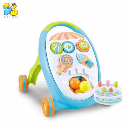 Trotteur chariot de marche éducatif rose ou bleu avec balle et jouet