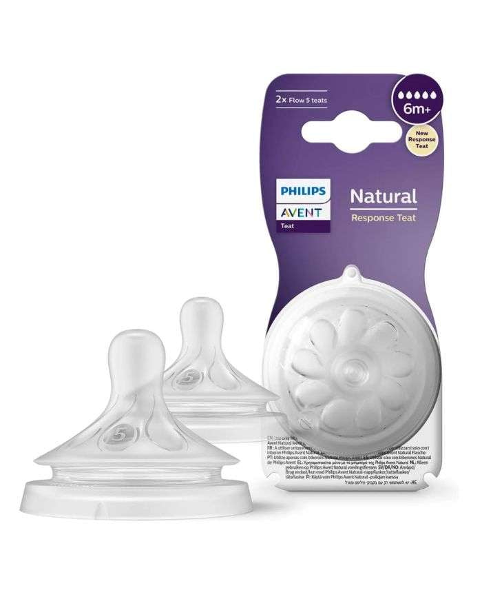 Philips AVENT Lot de 2 Tétines Natural Débit 5 Bébé 6 MOIS et Plus