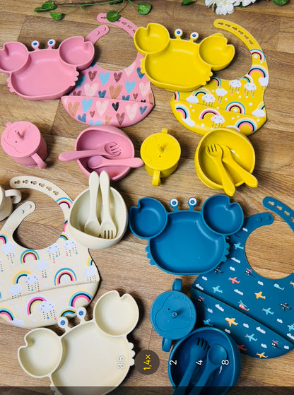 Ensemble Repas Bébé en Silicone – Set Complet pour l’Apprentissage de l’Autonomie 🍽️👶