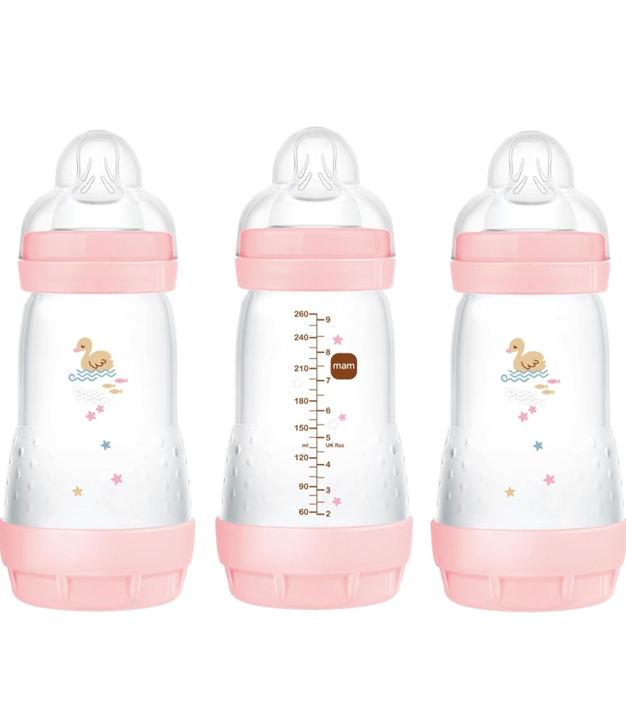 MAM Biberon anti-colique MAM Easy Start, biberons à débit moyen 2 MOIS +, biberon(3 unités),de 260ML