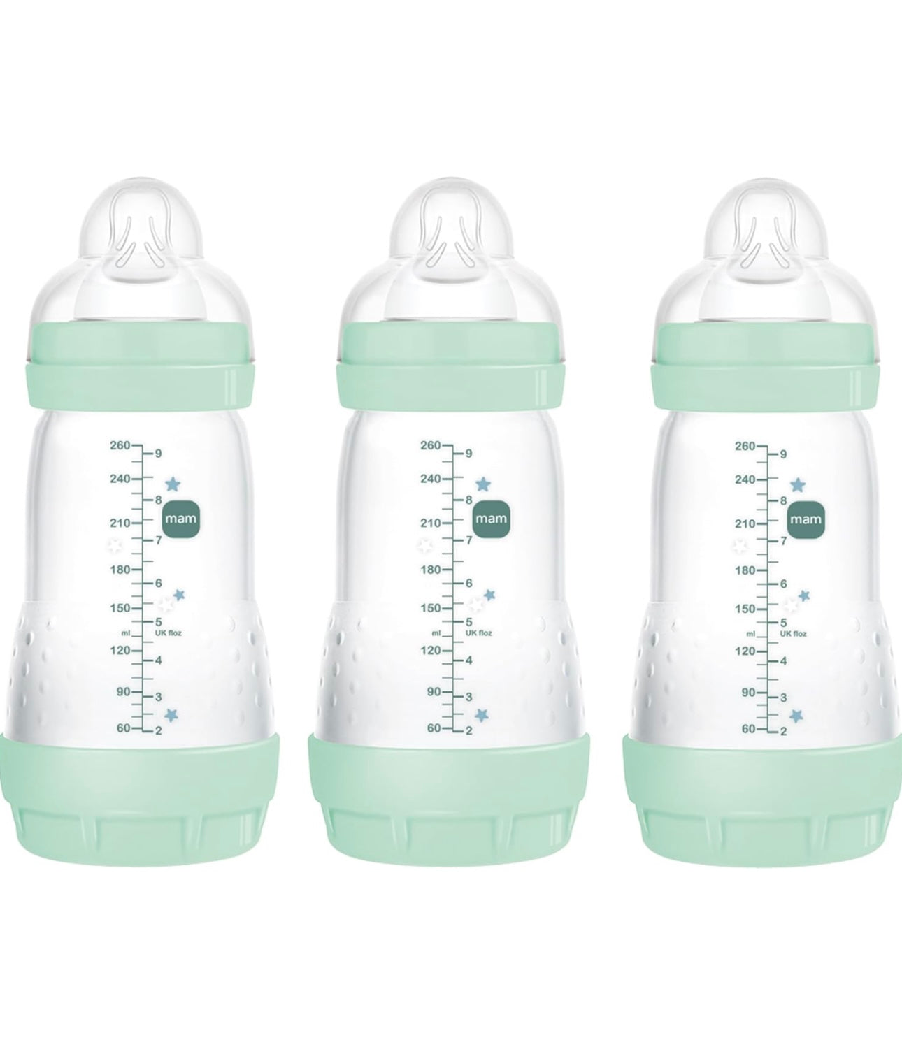 MAM Biberon anti-colique MAM Easy Start, biberons à débit moyen 2 MOIS +, biberon(3 unités),de 260ML