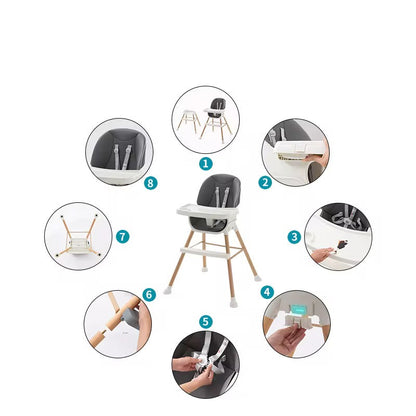 Chaise haute scandinave en bois , plusieurs coloris dispo