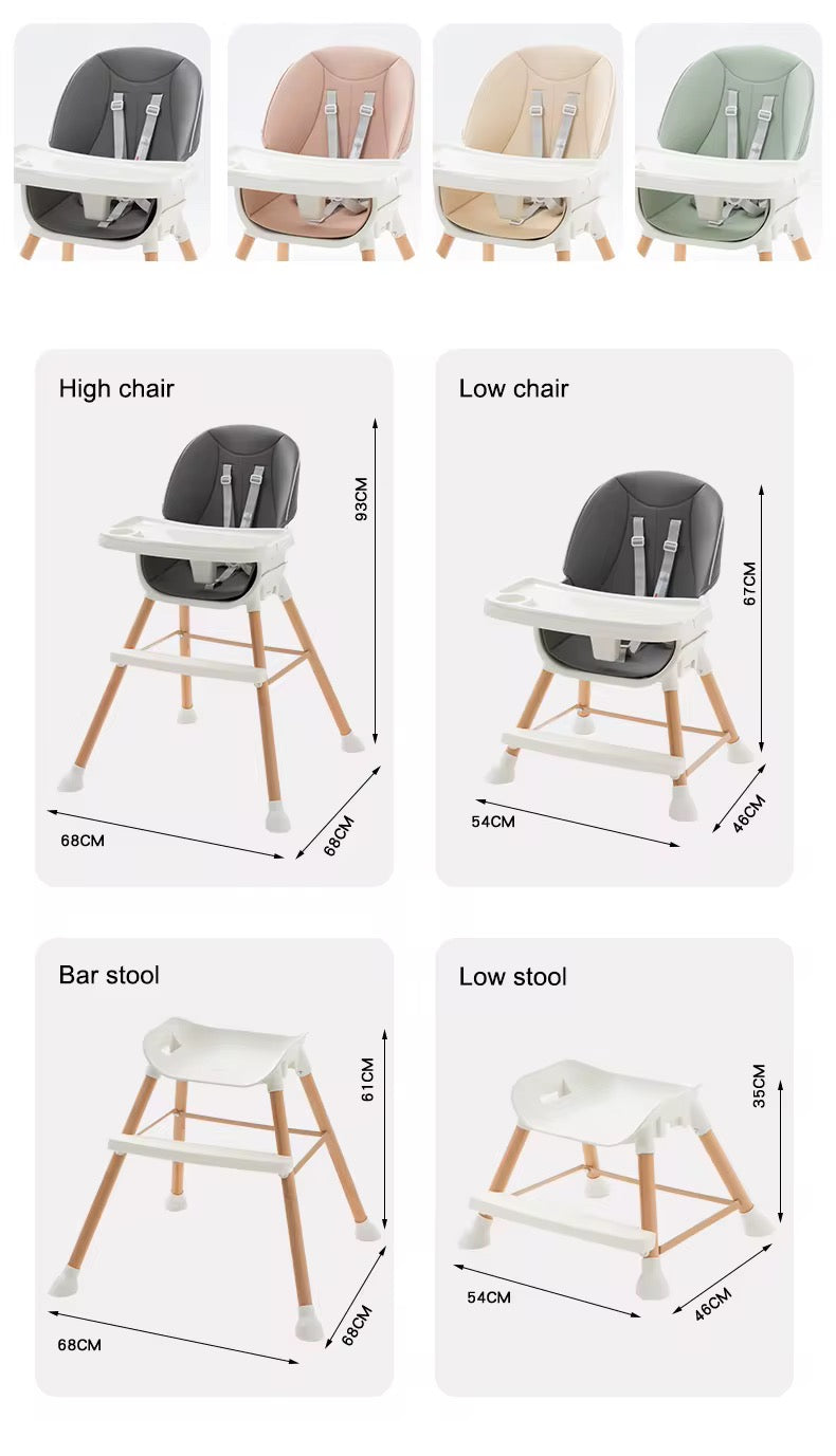 Chaise haute scandinave en bois , plusieurs coloris dispo